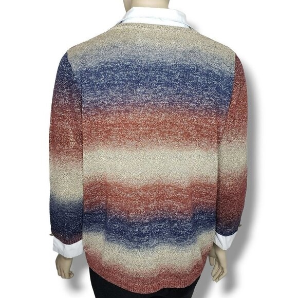 Alfred Dunner Knit Sweater Womens Small Collared‎ Pullover Striped - Picture 5 of 8